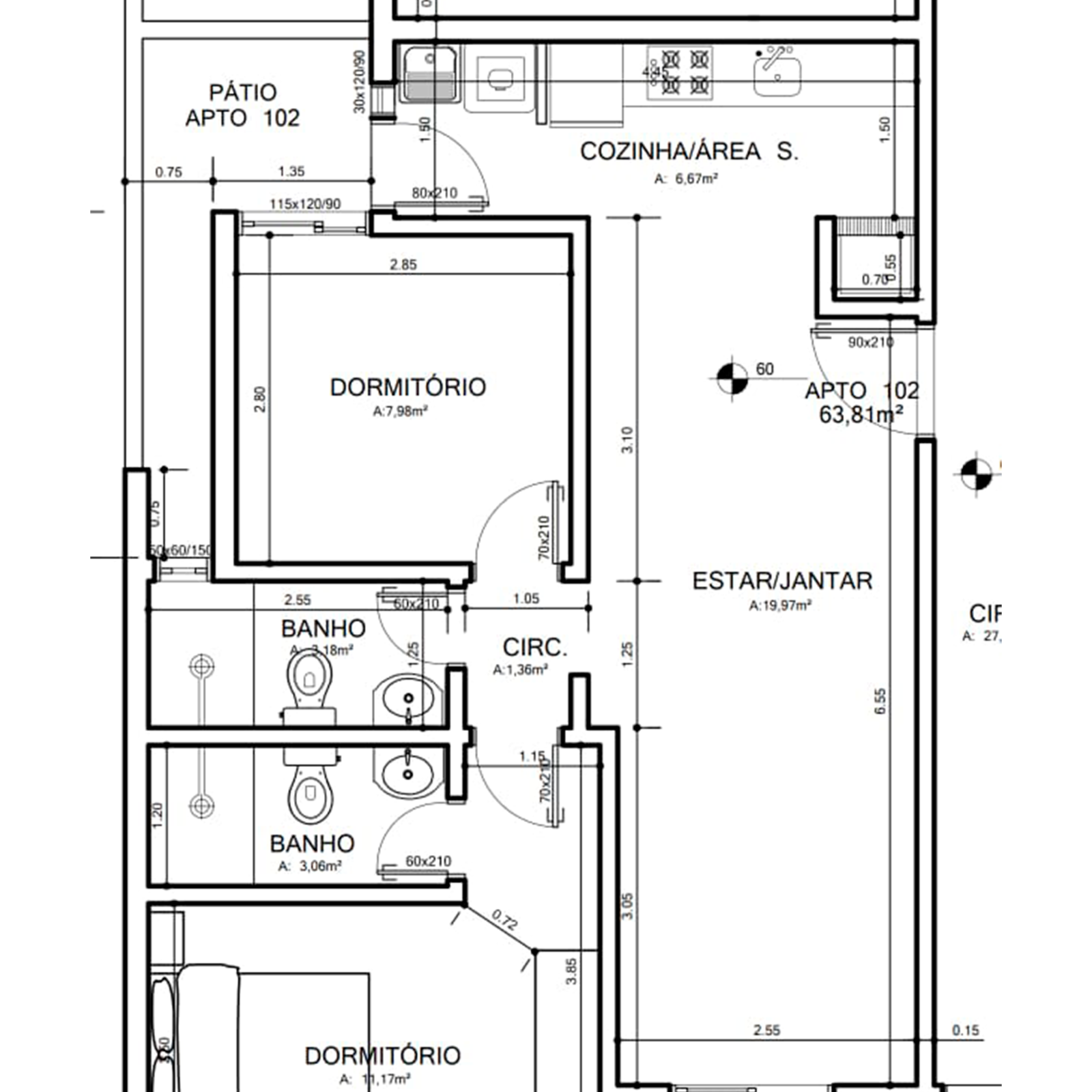 Planta do apartamento 102