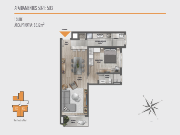 Planta apartamentos 502 e 503